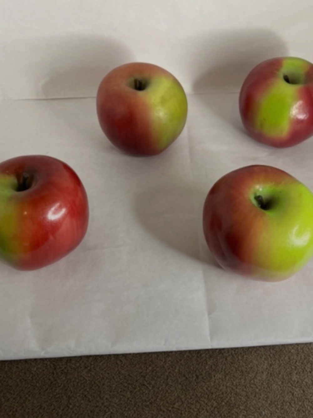 Artificial Apples Lot of 4 Lightweight Realistic Faux Fake Fruit Prop Decor